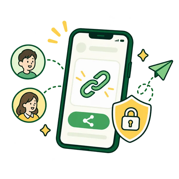 共有リンクを鍵つきで送るイラスト